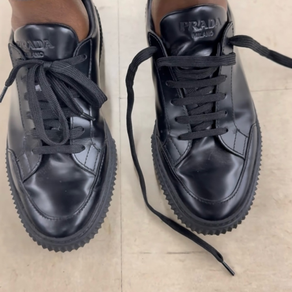 Prada Men's Glossy Black Sneakers - Picture 5 of 5